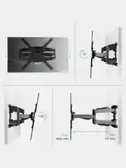 Черный кронштейн для телевизора 37"-70" ONKRON M5, наклонно-поворотный, до 36,4 кг