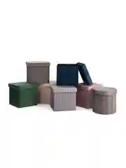 Серый пуф складной с ящиком Store Round