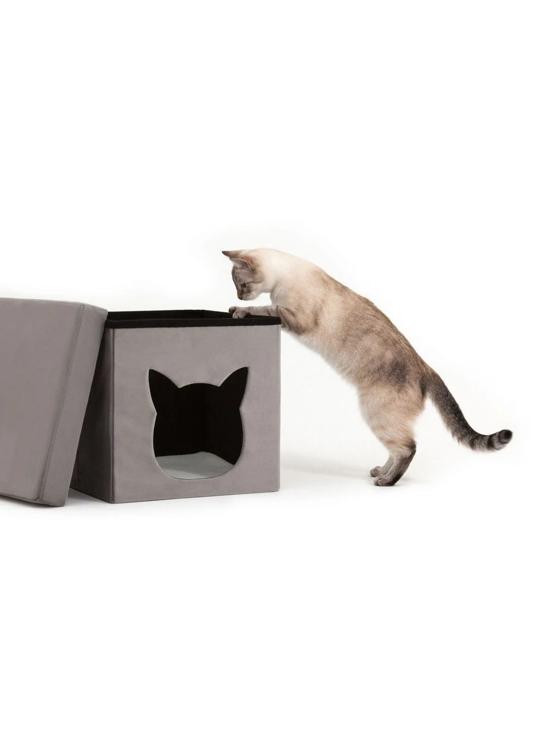 Серый меланж пуф складной с ящиком Store Pet