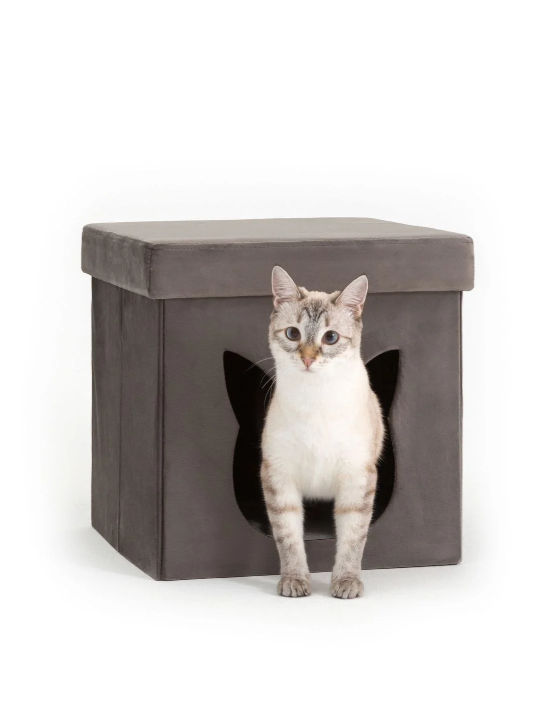 Серый меланж пуф складной с ящиком Store Pet