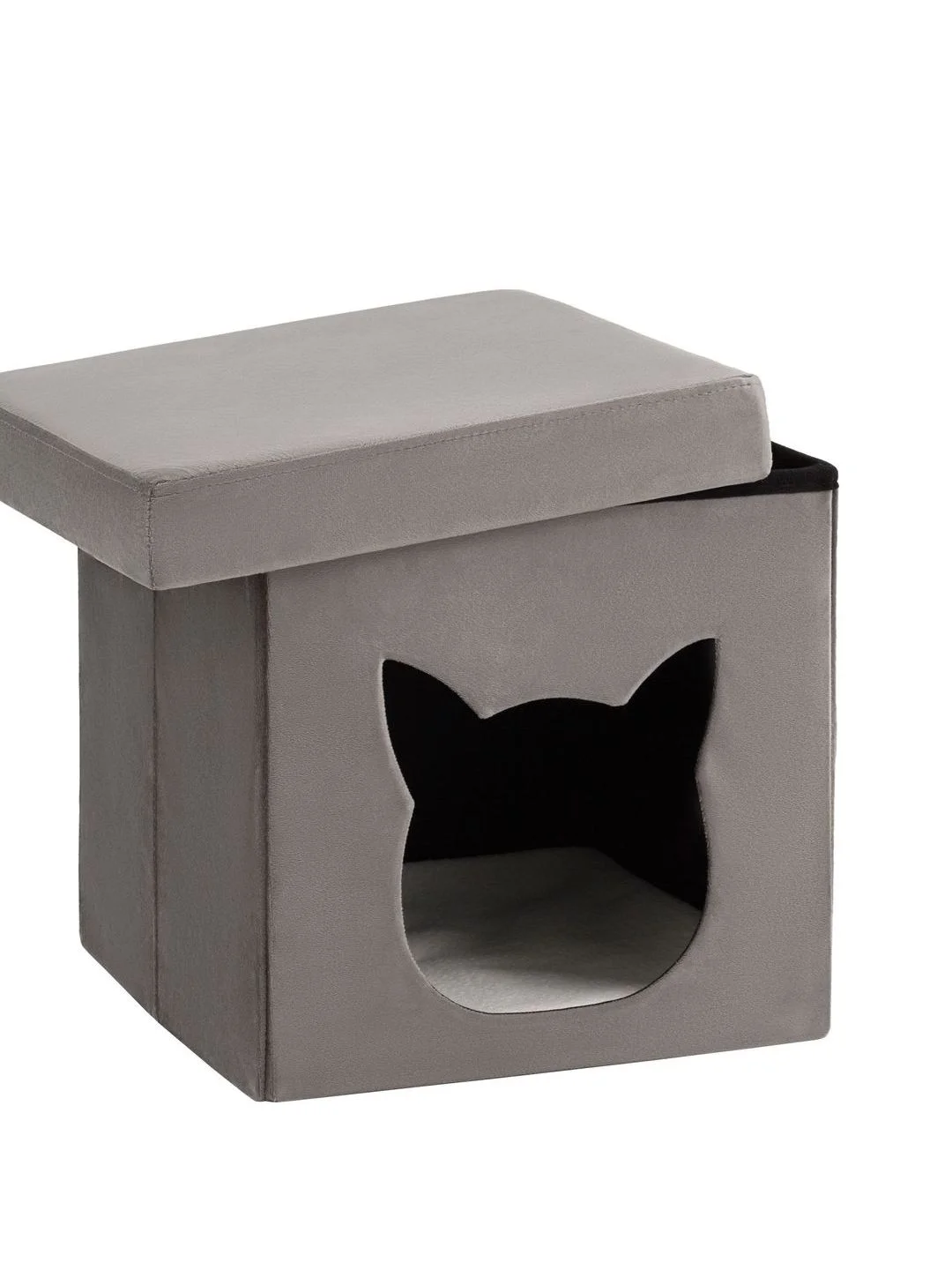 Серый пуф складной с ящиком Store Pet