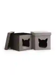 Серый меланж пуф складной с ящиком Store Pet