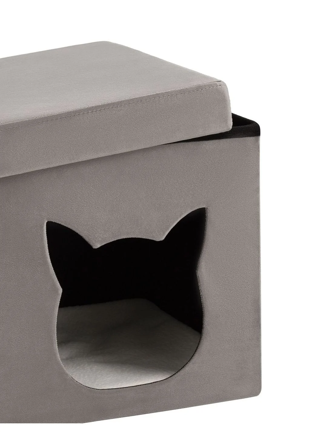 Серый пуф складной с ящиком Store Pet
