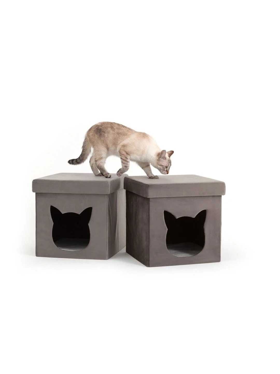 Серый меланж пуф складной с ящиком Store Pet