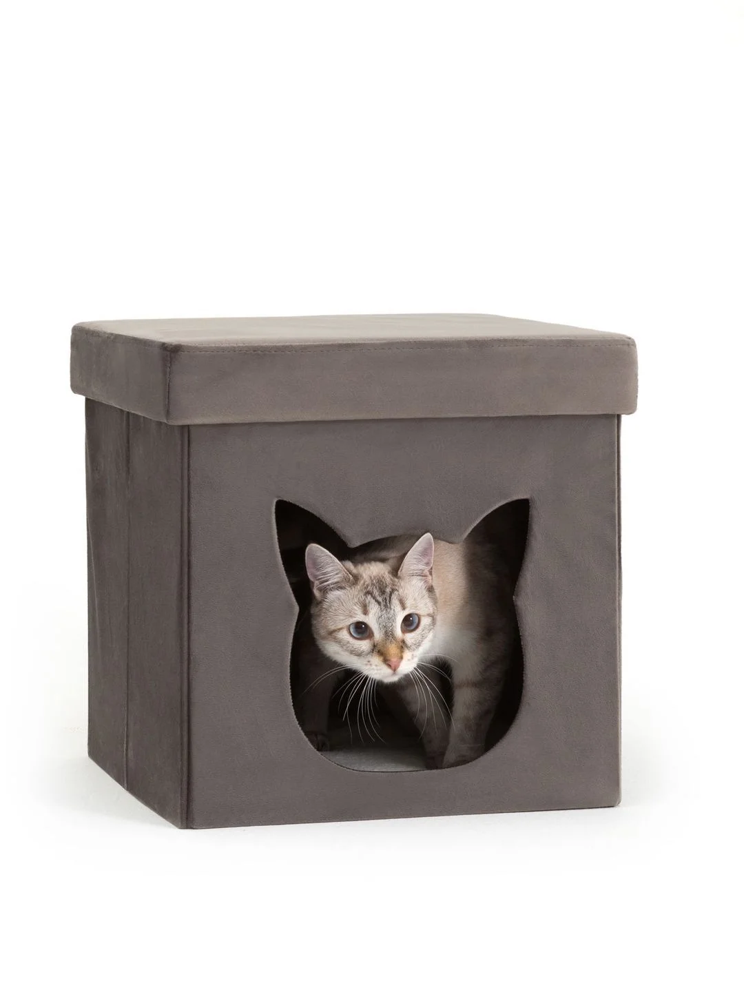 Серый меланж пуф складной с ящиком Store Pet