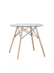Белый стол для кухни обеденный круглый DSW