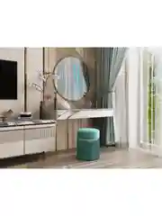 Бирюзовый пуф Миранда с ящиком, серебро