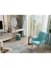 Бирюзовый пуф Миранда с ящиком, серебро