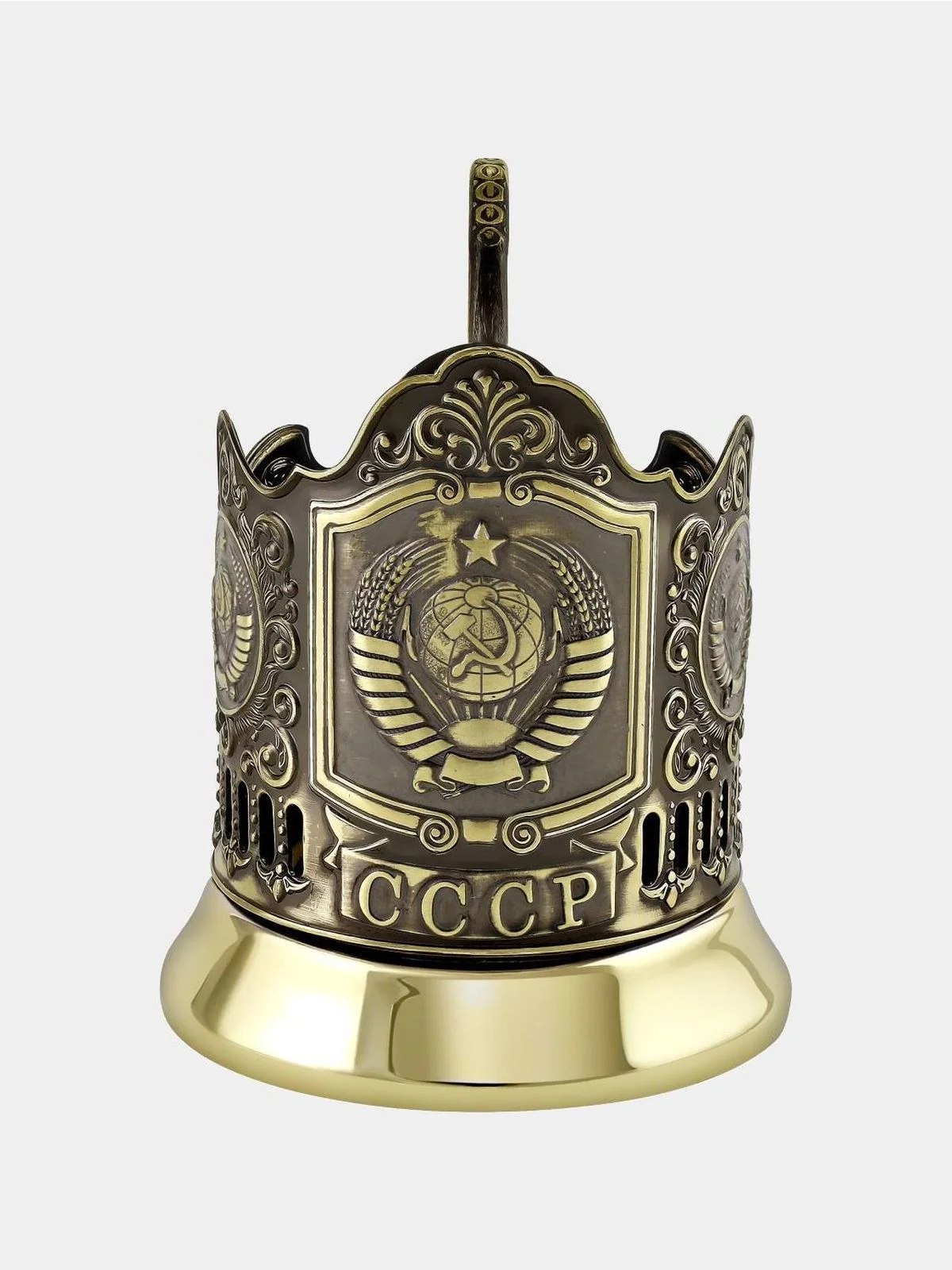 Подстаканник латунный Кольчугинский мельхиор "Герб СССР"