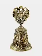 Колокольчик подарочный Кольчугинский мельхиор "Герб РФ Москва" латунный, с чернением