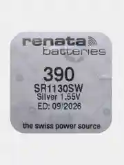 Батарейка Renata 390 (SR1130SW, V390), 1.55V, 80 mAh, Швейцария, 1 штука