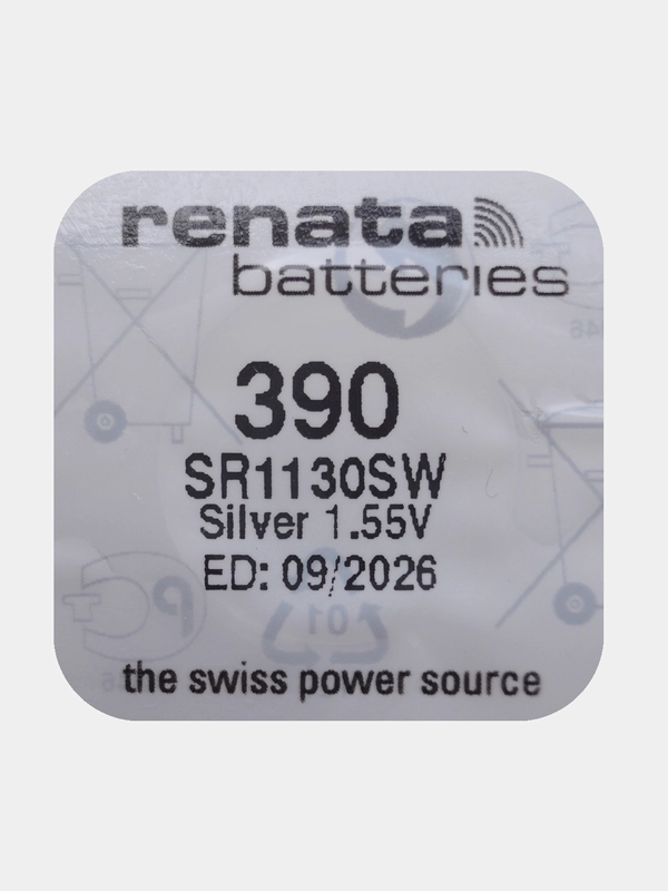 Батарейка Renata 390 (SR1130SW, V390), 1.55V, 80 mAh, Швейцария, 1 штука