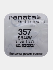 Батарейка Renata 357 (SR44W, V357), 1.55V, 190 mAh, Швейцария, 1 штука