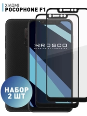 1-2 шт стекло для Xiaomi Pocophone F1 защитное ROSCO прозрачное олеофобное с черной рамкой