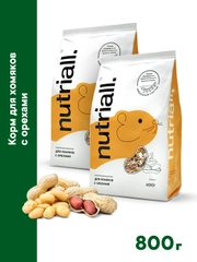 Полнорационный корм Nutriall для хомяков с орехом, 2 упаковки