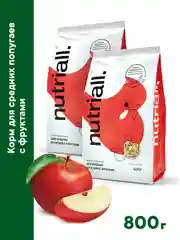 Полнорационный корм Nutriall для средних попугаев с фруктами, 2 упаковки