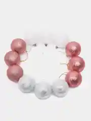 Коралловый набор елочных украшений в коробке, шары, шишки, подарки, новогодние игрушки на елку