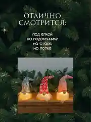 Красный новогодний гном светящийся, игрушка елочная, 20 см