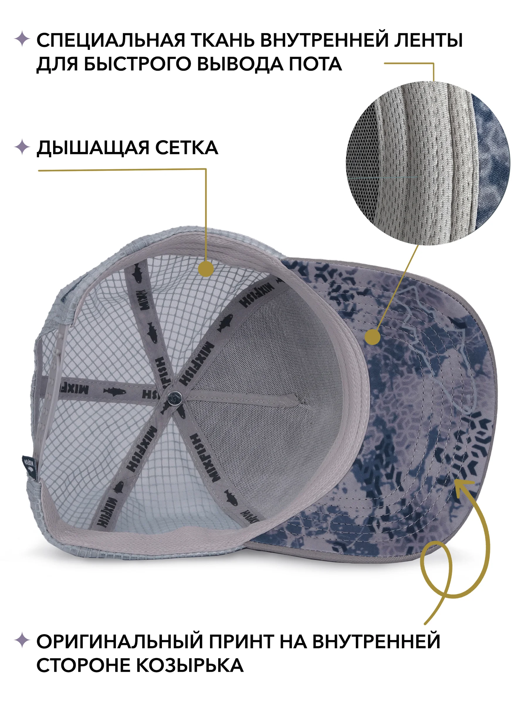 Бейсболка для рыбалки и охоты mixfish trout
