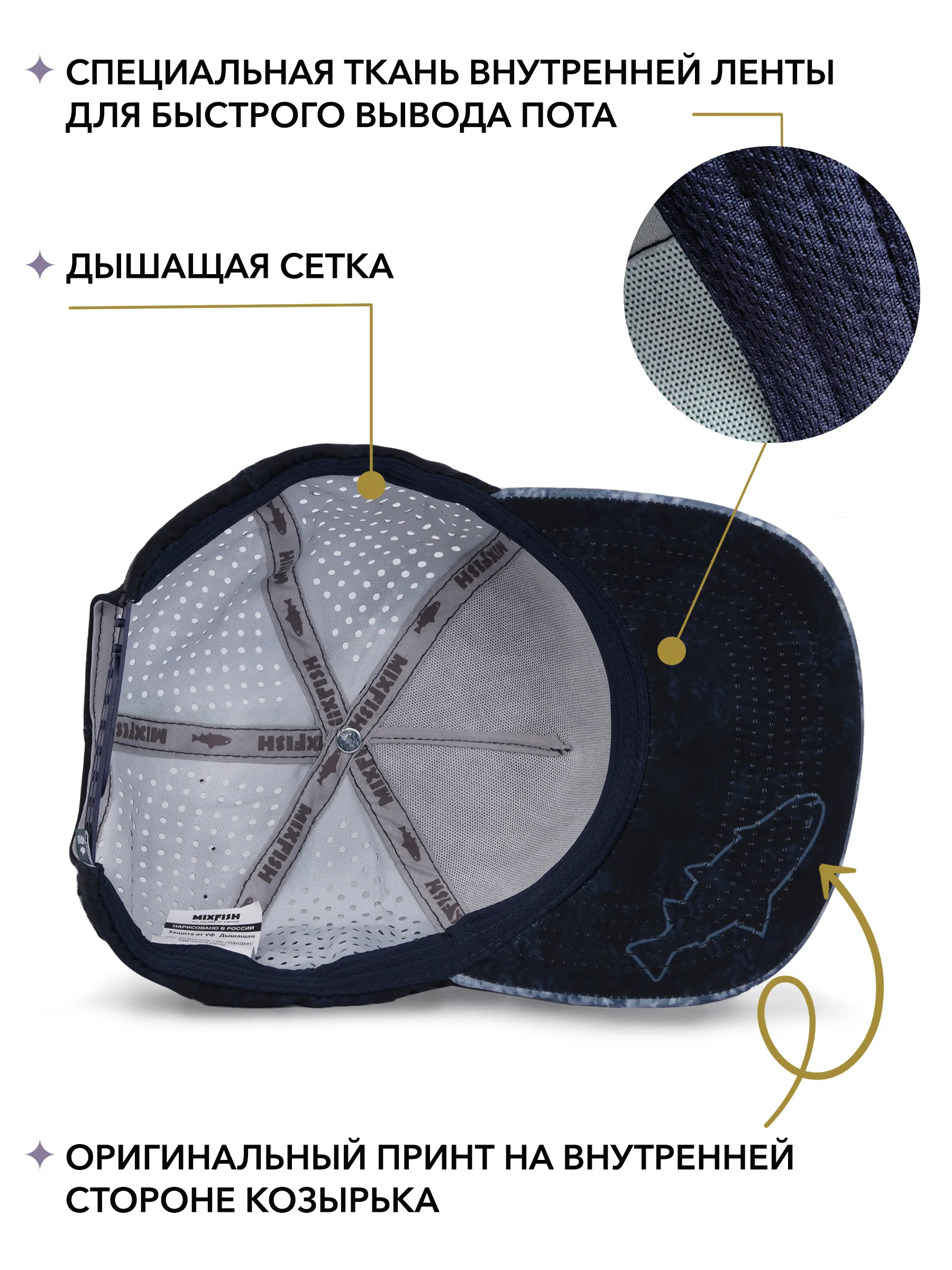 Бейсболка кепка для рыбалки и охоты mixfish Hide Blue
