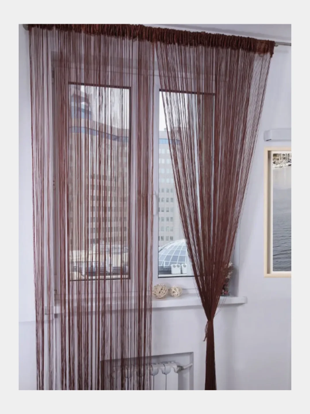 Коричневый нитяная штора кисея, размер 300*300 см