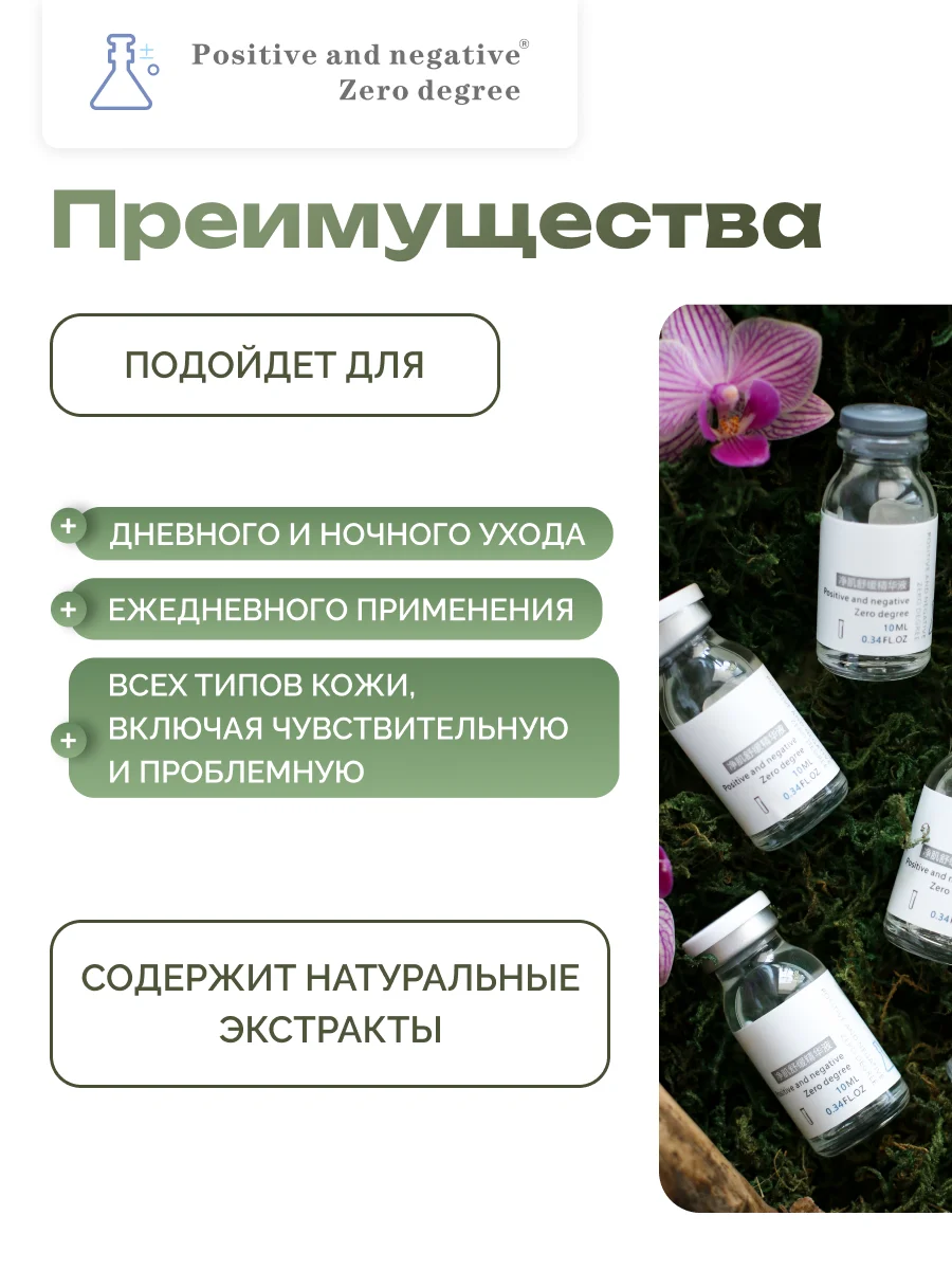 Ампульная успокаивающая восстанавливающая сыворотка Positive and negative Zero degree