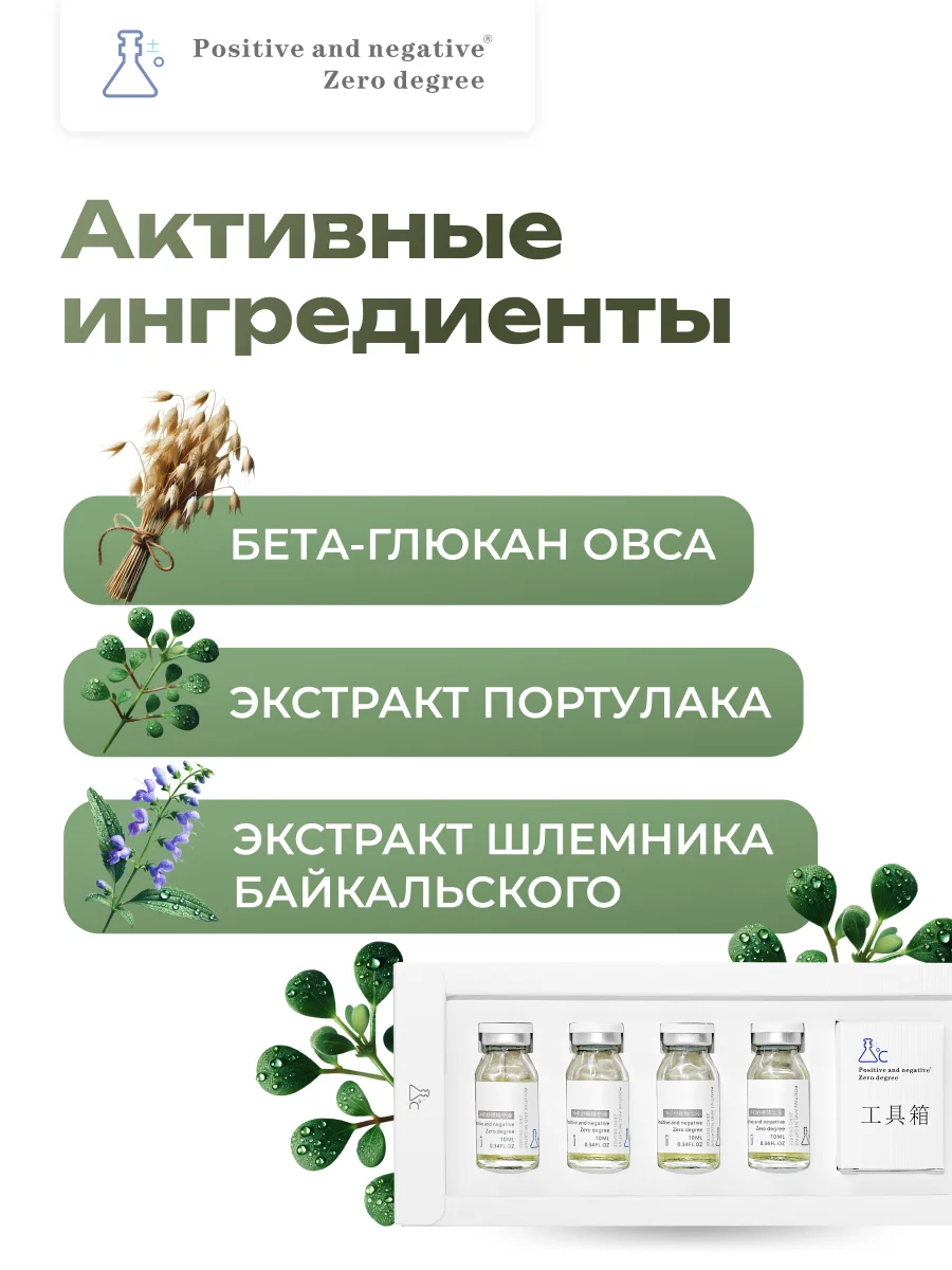 Ампульная успокаивающая восстанавливающая сыворотка Positive and negative Zero degree
