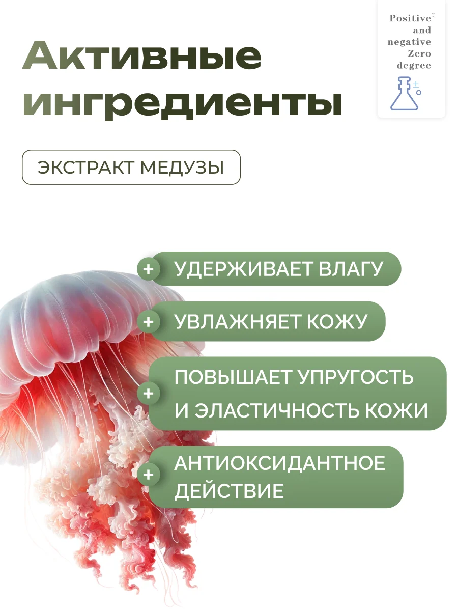 Увлажняющий тонер для лица с экстрактом медузы Positive and negative Zero degree