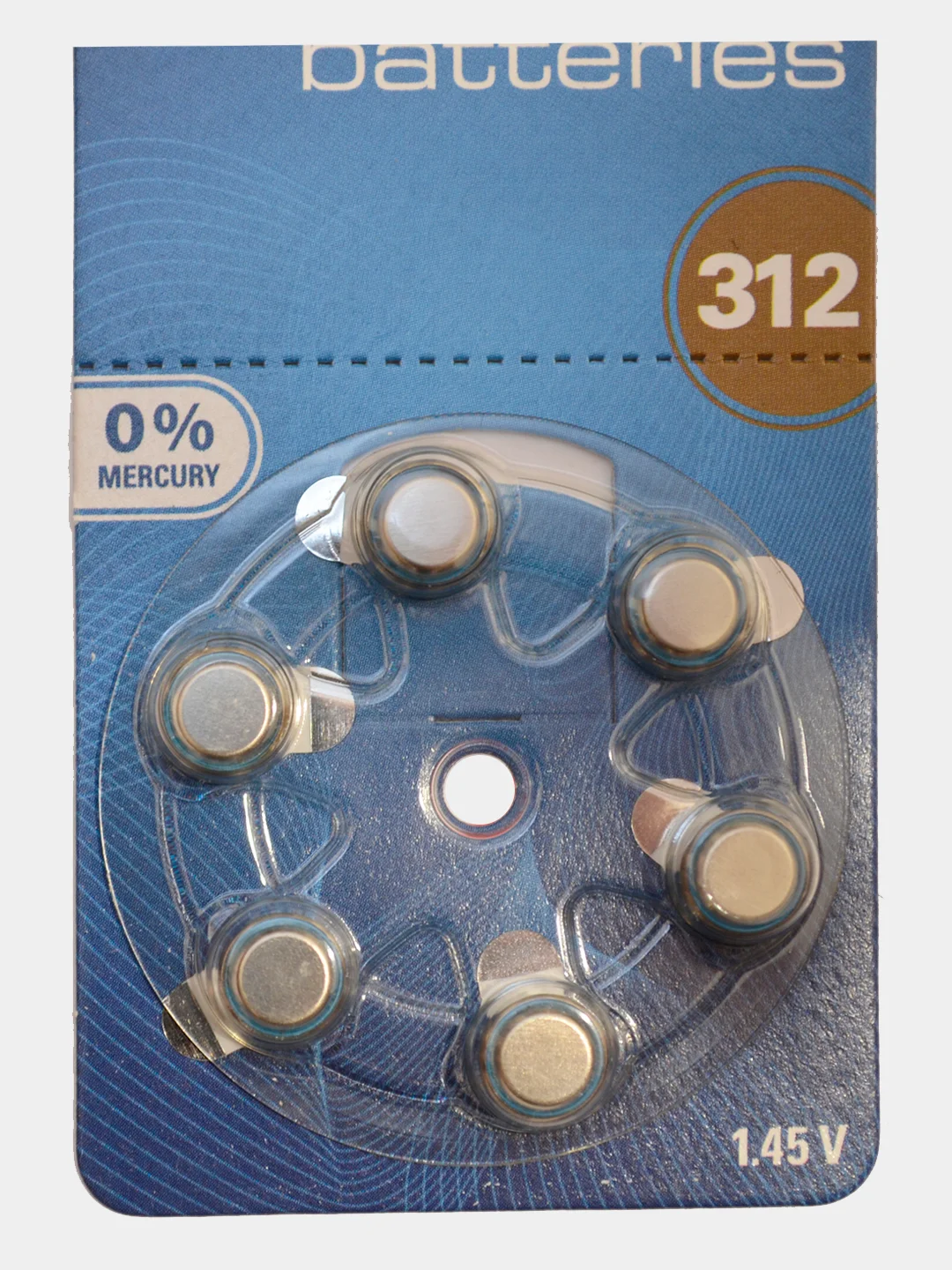 Батарейки Renata ZA312 (PR41) для слуховых аппаратов, 1.4V, Германия, 6 штук (1 блистер)