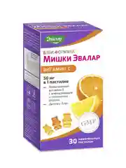 Витамин С 50 мг Эвалар Бэби Формула Мишки, жевательные пастилки, 30 штук по 2,5 г