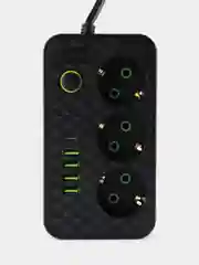Черный сетевой фильтр HG-2503 3 розетки 3м + 4USB+PD черный