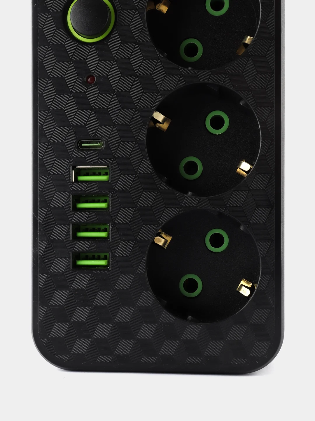 Черный сетевой фильтр HG-2503 3 розетки 3м + 4USB+PD черный