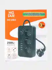 Черный сетевой фильтр HG-2503 3 розетки 3м + 4USB+PD черный