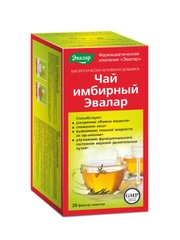Чай имбирный Эвалар, для верхних дыхательных путей и горла, 20 пакетиков по 2,0 г