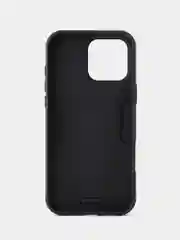 Черный чехол противоударный iPhone 16 Pro Max (Айфон), с металлической подставкой кольцом