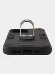 Черный чехол противоударный iPhone 16 Pro Max (Айфон), с металлической подставкой кольцом
