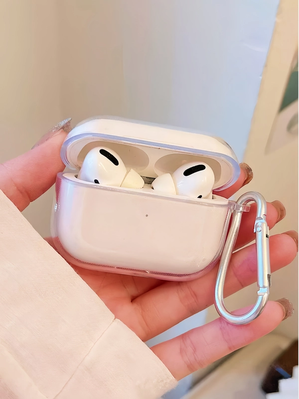 Чехол для Apple AirPods 3 прозрачный силиконовый аирподс с карабином