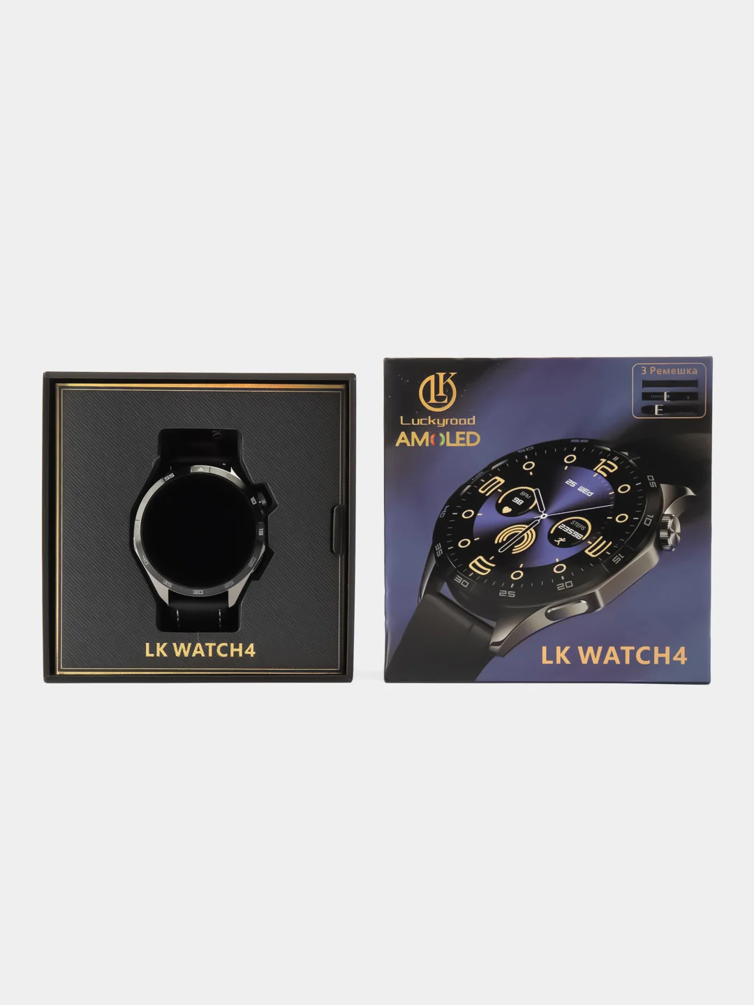 Умные часы 2024, WATCH 4+ Обновленная серия RU, три ремешка, 46mm, черный