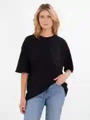 Черный футболка повышенной плотности женская oversize удлиненная