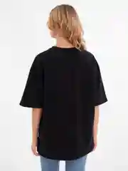 Черный футболка повышенной плотности женская oversize удлиненная