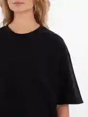 Черный футболка повышенной плотности женская oversize удлиненная