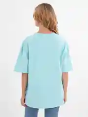 Голубой футболка повышенной плотности женская oversize удлиненная