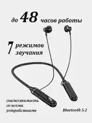 Беспроводные наушники с микрофоном для спорта, блютуз гарнитура с шейным ободком