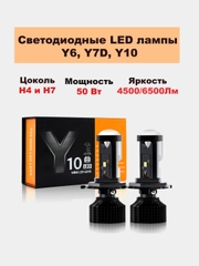 Светодиодная led лампа с линзой Y6, Y7D, Y10, с типом цоколя Н4 и Н7, мини линзы