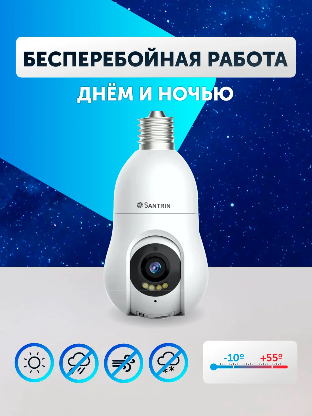 Камера видеонаблюдения беспроводная, лампочка Wi-Fi ip, Видеоняня 3 Mpix видеокамера PTZ 2.8