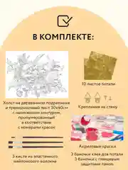 Картина по номерам на холсте Три совы "Кит", с поталью, красками и кистями, 30х40 см