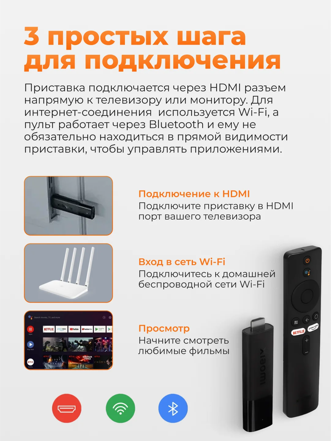 ТВ-приставка для телевизора Xiaomi Mi 4K TV Stick, MDZ-27-AA, EU