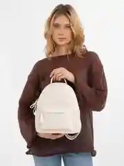 Светло-бежевый рюкзак женский, кожаный
