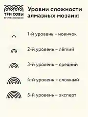Алмазная мозаика Три совы "Зима", холст, картонная коробка с пластиковой ручкой, 40х50 см