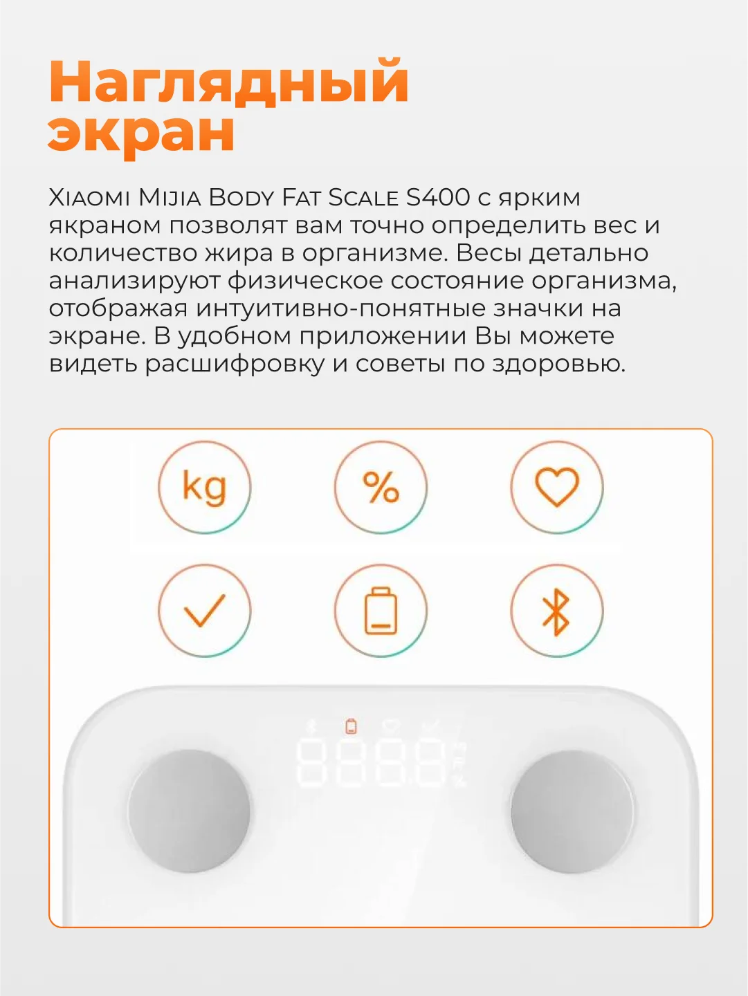 Белый умные весы Xiaomi Mijia Body Composition Scale S400, MJTZC01YM
